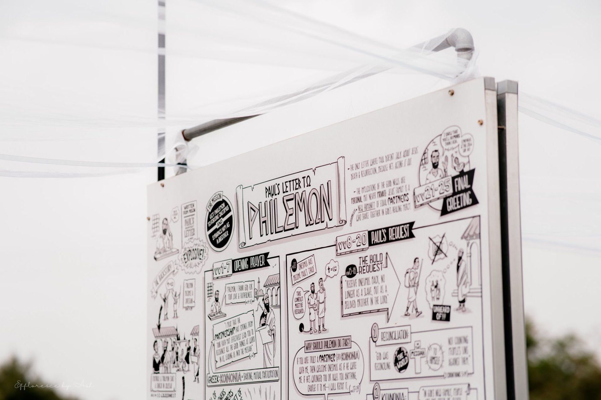 Hand-drawn Philemon storyboard panel on the farm