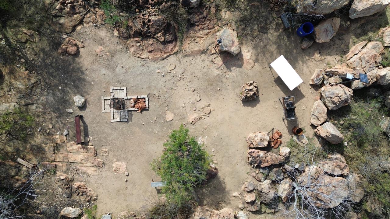 Aerial view of cross at Solid Ground